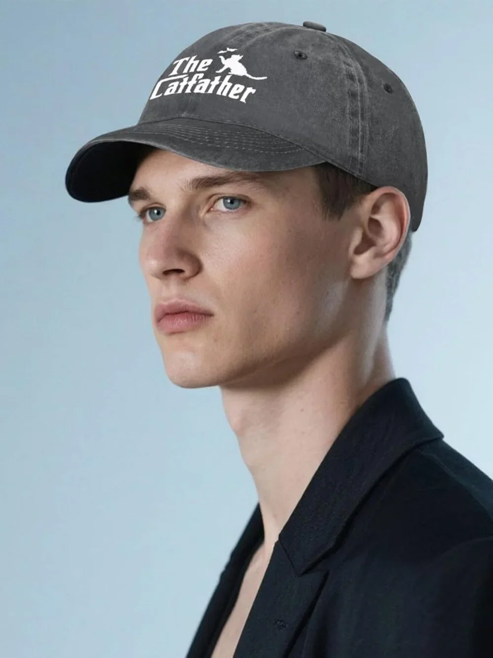 Women's Embroidery Adjustable Washed Distressed Trucker Hat Baseball Cap Cat Da - Picture 5 of 6